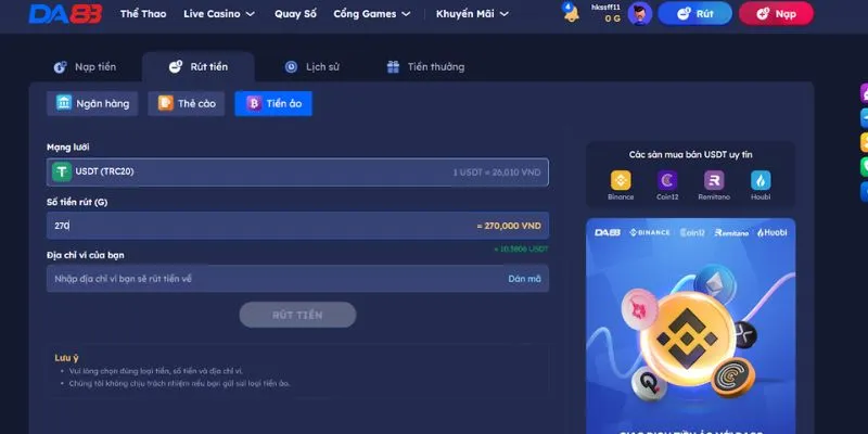 Rút tiền DA88 - Hướng dẫn quy trình giao dịch nhanh chóng - RIXO.GAMES
